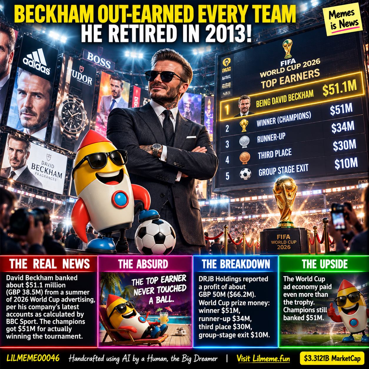 Beckham out-earned every team at the World Cup. He retired in 2013.