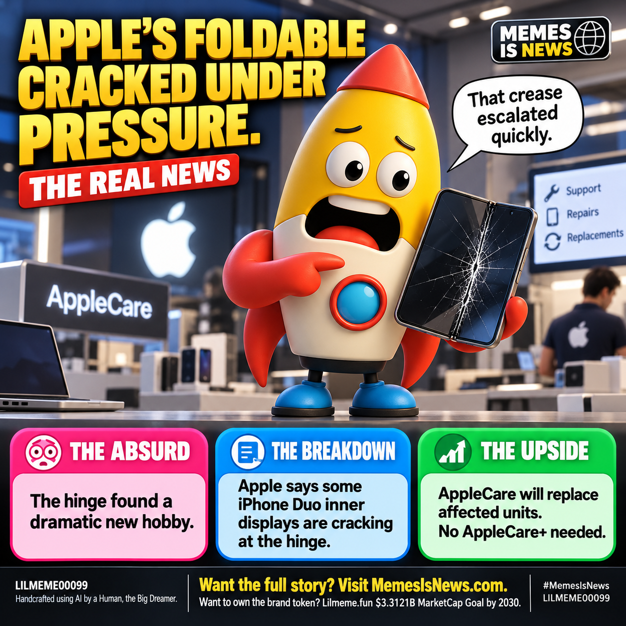 APPLE’S FOLDABLE CRACKED UNDER PRESSURE.