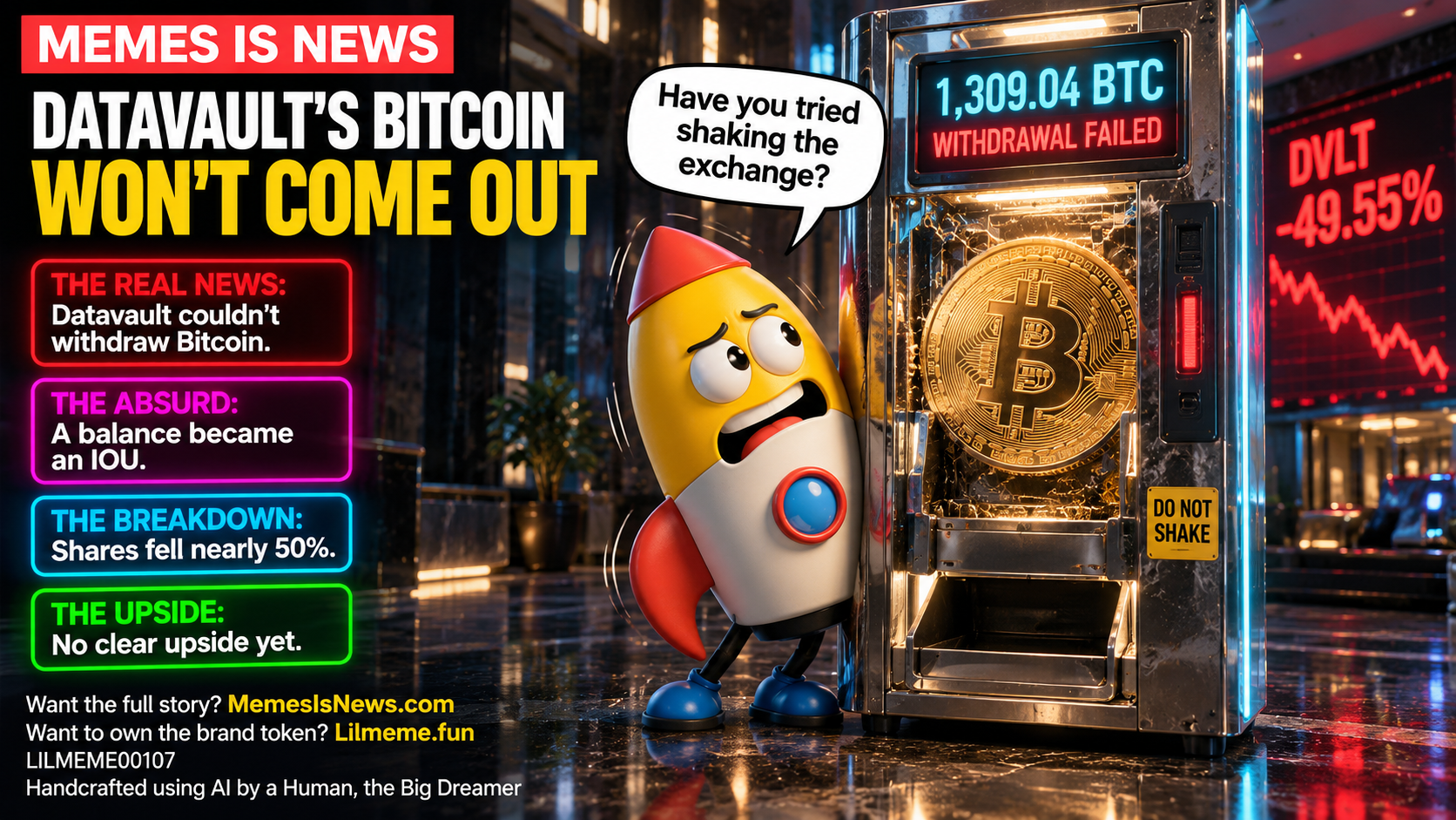 DATAVAULT'S BITCOIN WON'T COME OUT